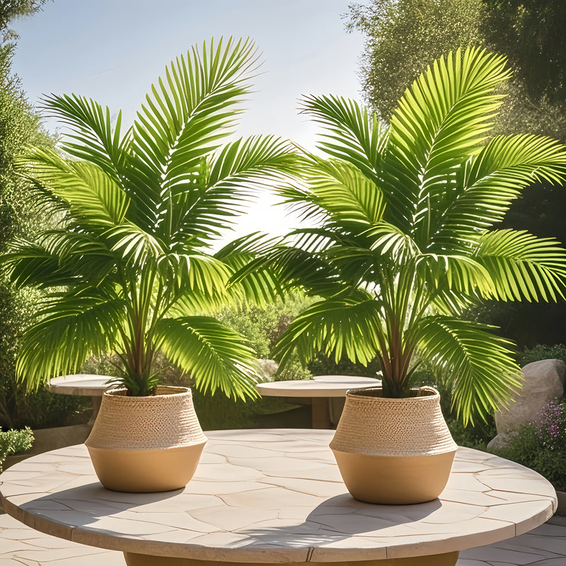 Juego de 2 palmeras artificiales tropicales de gran tamaño de 127 cm - Hojas verdes vibrantes, decoración duradera de plástico para interiores y exteriores, adecuada para Navidad, Acción de Gracias, Día de la Madre, Domingo de Ramos | No se necesita rega