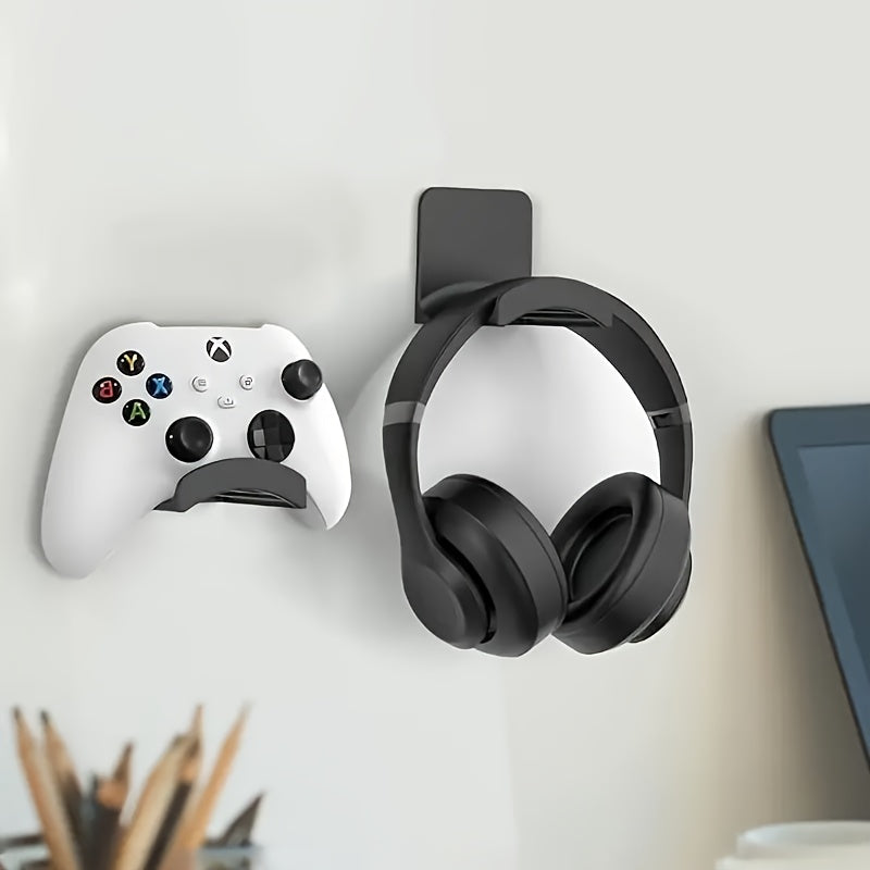 1pc Soporte para auriculares de plástico blanco y negro contemporáneo, gancho para colgar debajo de la mesa sin perforaciones de fácil instalación en la pared para auriculares Esports, ganchos utilitarios