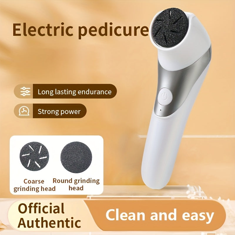 Eliminador de Callos Eléctrico Recargable para Pies - Herramienta de Pedicura con Alimentación USB y Rodillos Intercambiables para Pies Suaves, Experiencia de Spa en Casa, Diseño Blanco y Gris