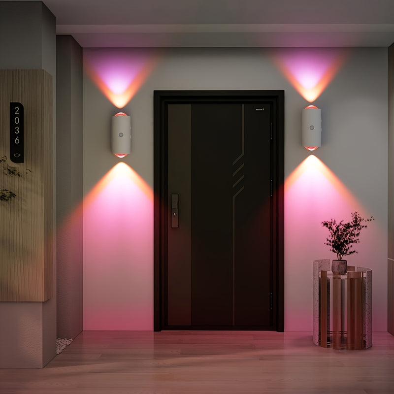 Luz nocturna LED interior de pared, tira de luz de atmósfera de pared con sensor de movimiento, batería recargable, lámpara de atmósfera de gradiente RGB, luz interior regulable, adecuada para entradas, mesitas de noche, mesas y lámparas magnéticas para
