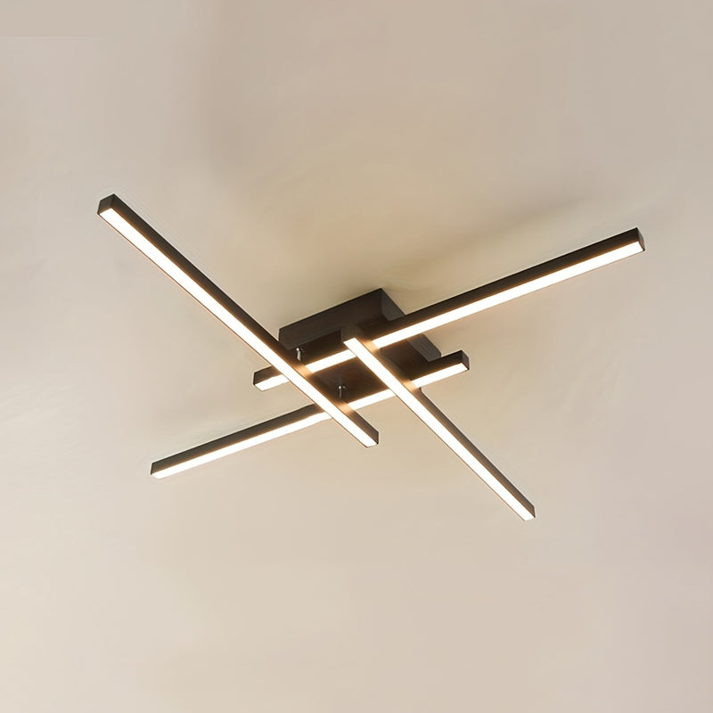 Lámpara de techo LED moderna - Candelabro de metal negro ajustable con acabado pulido, montaje cercano al techo para dormitorios, salas de estar, cocinas, pasillos y más, iluminación de sala de estar | Iluminación contemporánea | Lámpara de techo de meta