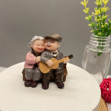 Encantadora Figura de Resina de Pareja Anciana - Perfecta para Decoración de Hogar, Oficina o Dormitorio | Regalo Ideal para San Valentín y Aniversario, Decoración de Figuras para el Hogar