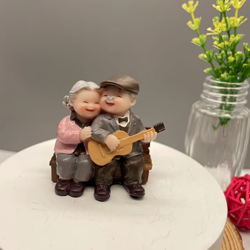Encantadora Figura de Resina de Pareja Anciana - Perfecta para Decoración de Hogar, Oficina o Dormitorio | Regalo Ideal para San Valentín y Aniversario, Decoración de Figuras para el Hogar