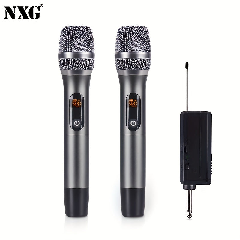 Juego de Micrófono Inalámbrico Profesional NXG - Sistema Dual UHF con Receptor USB, Batería Recargable de 1200mAh, Ideal para Karaoke, Escritorio, Presentaciones y Bodas