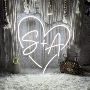 Letrero de Neón LED Personalizado - Luz de Pared en Forma de Corazón con Alimentación USB, Brillo Ajustable, Decoración para el Hogar con Texto Personalizado, Ideal para Bodas, Aniversarios, Cumpleaños y Día del Padre/Madre, Regalo Elegante y Ambientador