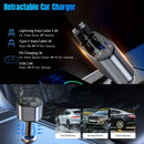 66W de Salida Máxima, Cargador Rápido para Auto con Cable Telescópico y 2 Puertos USB, Compatible con iPhone 15/15 Pro Max/14 Pro Max/13/12/11, Samsung, Xiaomi, Galaxy S23/22, Pixel