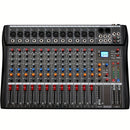 Mezclador de audio profesional DEPUSHENG de 6/8/12 canales - Negro, encendido, 110V-130V, estándar estadounidense, con USB, XLR, alimentación fantasma y entradas/salidas RCA para DJs, estudios y bares