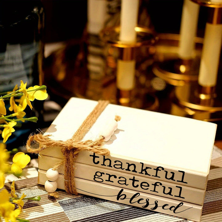 Estantería Decorativa de Madera Blanca de 3 Piezas, Estantería Rústica de Granja, Estantería para Mesa de Café, Estantería Falsa con Borlas de Cuentas de Madera para Decoración Moderna del Hogar