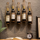 Estante para vinos de metal industrial vintage - Estante de exhibición duradero montado en la pared para decoración de bar en casa, sala de estar o comedor con diseño clásico, decoración de vinos