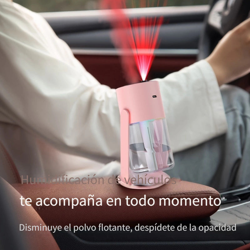 Humidificador de aromaterapia ultrasónico alimentado por USB, 280mL, portátil y silencioso, proyector de cielo estrellado en la parte superior, patrones de spray dobles, tamaño pequeño para hogar, oficina, viajes - 1pc