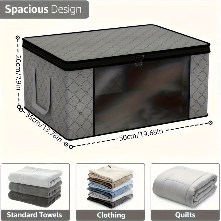 Nueva bolsa de almacenamiento de largo manija para edredones, con ventana completa transparente, gran capacidad y bolsas organizadoras de tela no tejida de tres capas, perfectas para el armario y la organización de equipaje.