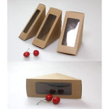 50 Cajas de papel marrón para sándwiches con ventana, pequeños recipientes triangulares para alimentos, sin BPA, aptos para contacto con alimentos, soportes desechables para cupcakes en forma de cuña.