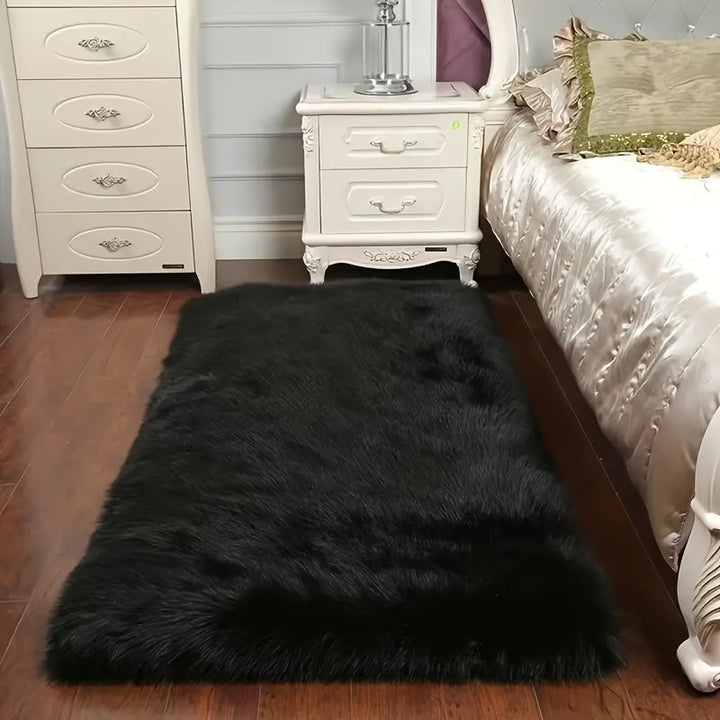 Alfombra de Área Lujosa en Peluche - Suave, Esponjoso, Lavable a Máquina, Antideslizante, Ideal para la Decoración del Salón o Dormitorio, Espuma de Rebote de 0.8mm, Material de Poliéster, Forma Rectangular
