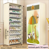 1 Pieza, Estante De Almacenamiento De Zapatos Con Cremallera, Adecuado Para Pasillos, Armarios, Garajes, Zapateros De Metal Independientes Con Varios Patrones, Zapatero Con Cubierta De Tela