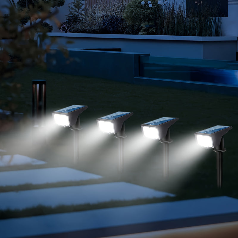 2pcs/4pcs/6pcs Focos Solares para Exteriores, 64 LED Luz Blanca Fría y Cálida con 3 Modos de Iluminación, Focos de Paisaje Ajustables de ABS para Jardín, Patio y Camino, Alimentados por Energía Solar y Resistentes al Clima, Luces Solares para Exteriores