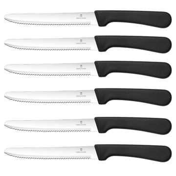Juego de 6 Cuchillos de Cocina, Juego de 6 Cuchillos para Bistec y Tomate - Acero Inoxidable Premium, Afilados y Duraderos, Ideales para Verduras, Frutas y Pan, Adecuado para Comidas Familiares, Picnic al Aire Libre, Seguro en Lavavajillas