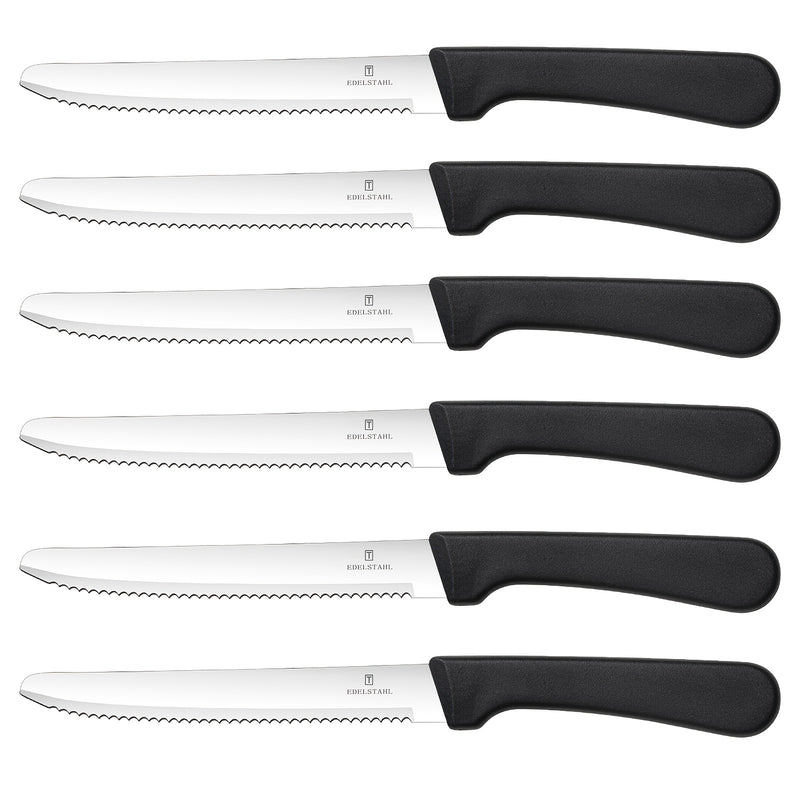 Juego de 6 Cuchillos de Cocina, Juego de 6 Cuchillos para Bistec y Tomate - Acero Inoxidable Premium, Afilados y Duraderos, Ideales para Verduras, Frutas y Pan, Adecuado para Comidas Familiares, Picnic al Aire Libre, Seguro en Lavavajillas