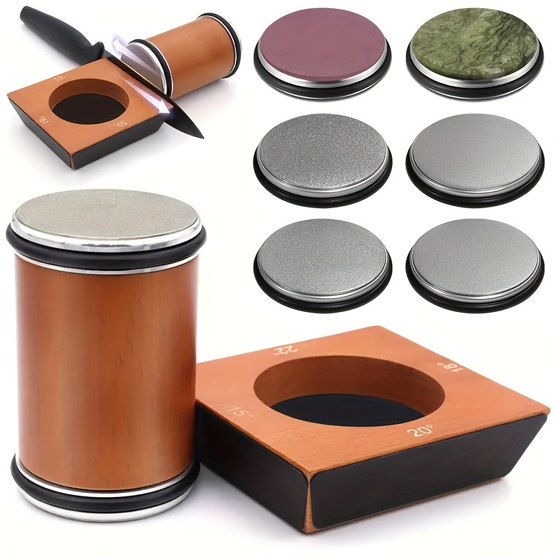 Afilar Giratorio, Soporte Magnético para Cuchillos con Piedra de Afilado Diamantada en Ángulos de 15°, 18° y 22° Herramienta Profesional de Cocina Portátil Duradera Fácil de Reemplazar, Regalo Perfecto para Navidad, Año Nuevo o Cumpleaños