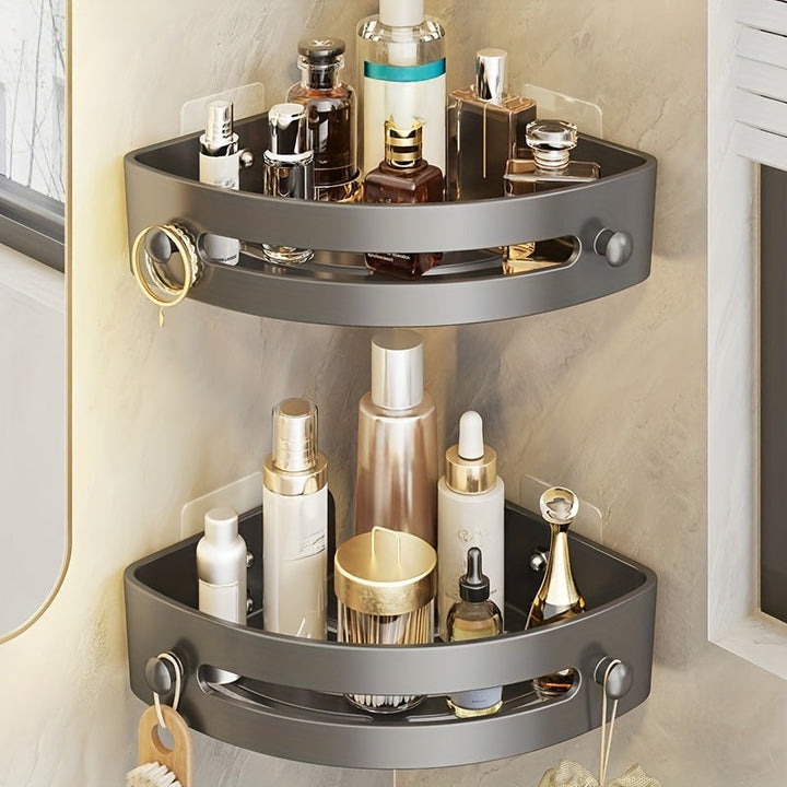 Estante de Baño Triangular de Fácil Instalación - Estante de Esquina de Montaje en Pared sin Taladro para Ducha y Inodoro