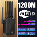 Extensor de WiFi Momoter - Amplificador de Señal con Puerto Ethernet, 6 Antenas (Cobertura 360°), Red Inalámbrica para Hogar/Oficina, Compatible con Smartphones, Tabletas y TVs Inteligentes, Enchufes US, Antenas Verticales, Electrónica de Alta Calidad