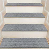 Pedales de escalera de madera para interiores, 5pcs/10pcs de conjunto de alfombras de escalera autoadhesivas antideslizantes, 30x8x1.8 pulgadas (76x20x4.5cm), fáciles de desmontar, antideslizantes y suaves, con adhesivo reutilizable, adecuado para person