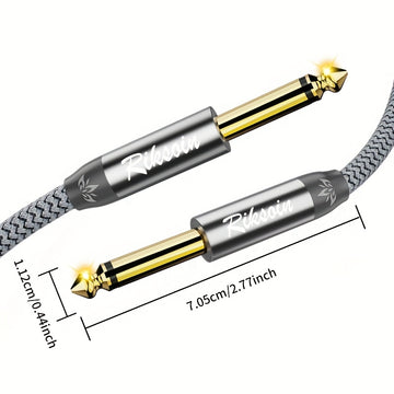 Cable de Audio Riksoin Premium de 6.5mm Macho a Macho - Perfecto para Micrófonos, Tarjetas de Sonido DVD, Amplificadores y Mezcladores | Cable Auxiliar Versátil de 6.35mm para Guitarras Eléctricas, Bajos, Teclados y Más, RIKSOIN