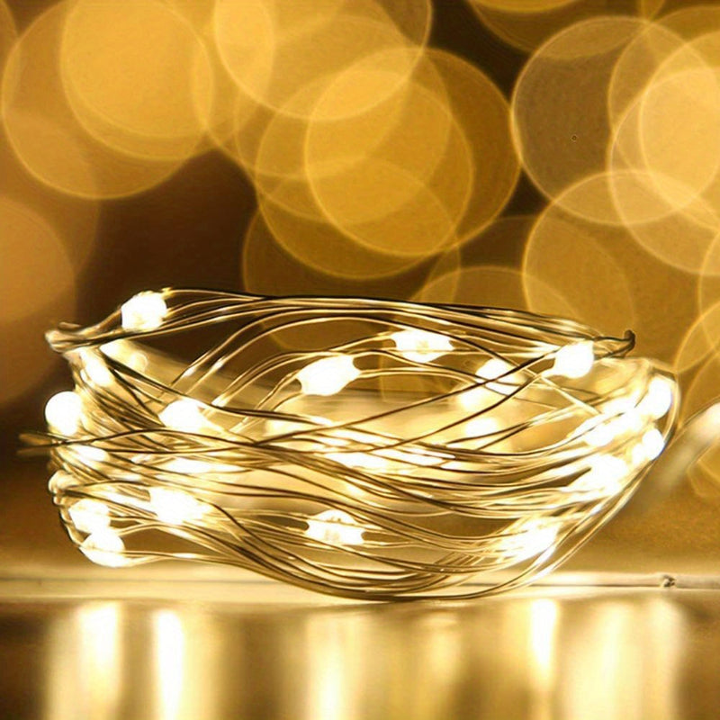 2 pza.es de luces parpadeantes de alambre de cobre LED con batería de botón, luces de Navidad de alambre de cobre para fiestas al aire libre y bodas, luces de decoración para fiestas, decoración para Halloween, Navidad, Ramadán y el Día de San Valentín