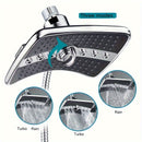 Experiencia refrescante] Cabezal de ducha multifunción de alta presión con 3 modos ajustables: lluvia, lluvia turbo y chorro de masaje - Diseño rectangular para montar en la pared, accesorios para ducha