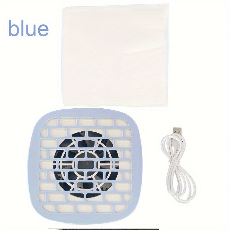 Recopilador de polvo y escombros USB - Herramienta de manicura moderna y duradera de plástico con acentos azules, diseño de 8 ranuras, incluye almohadilla de filtro para técnicos de uñas y uso en casa, eliminador de polvo de uñas, herramienta de belleza