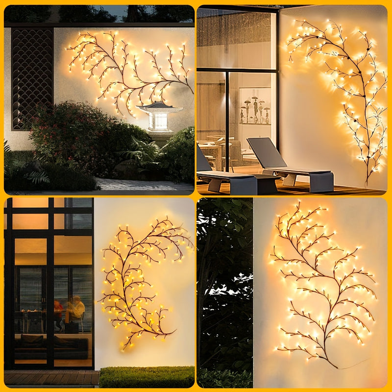 Luces Navideñas Solares de 1 pieza, Luces Flexibles de Vid Suelta para Halloween, Luz de Árbol de Abedul Blanco, Decoración de Árbol de Ratán de 8 Módulos, Luz Exterior para Jardín Hogar Sala de Estar Camping, Fiesta Cumpleaños Ramadán Tira de Luz Extern