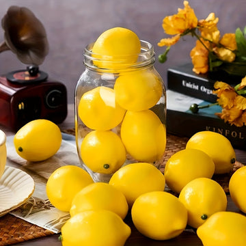 6/12pcs, Limón Artificial 3inch, Simulación Limón Amarillo Artificial Limón Falso, Simulación Fruta Decoración de Tienda, Decoración de Frutas y Verduras, Adorno de Plato de Frutas, Decoración de Cocina Restaurante Mesa Armario Fiesta