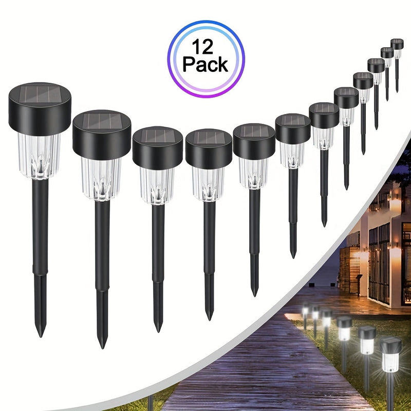 12 piezas de luz LED solar para jardín, luz solar para exteriores, decoración de lámparas para patio, jardín, césped