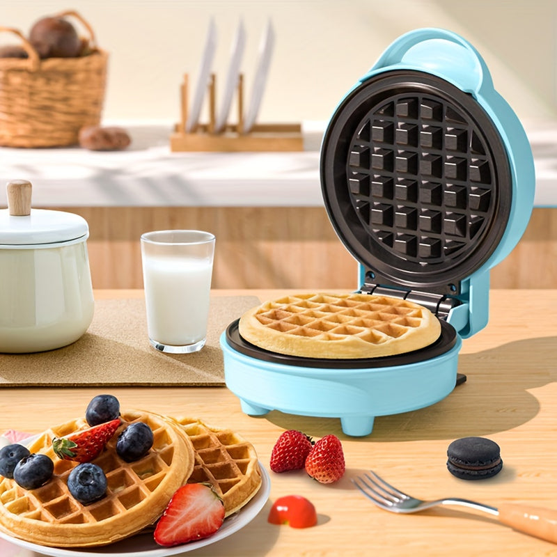 Mini Gofrera Fácil de Limpiar con Revestimiento Antiadherente - Libre de BPA, Sartén Redonda para Gofres de 110V para Desayunos Perfectos en Casa