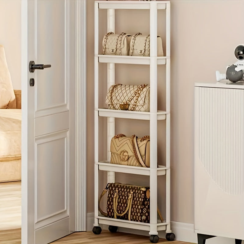 Carrito de Almacenamiento Rodante Multinivel Versátil - PVC, Perfecto para Snacks y Libros - Ideal para Sala de Estar, Cocina, Baño, Dormitorio