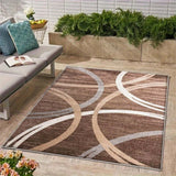 Alfombra de acampada al aire libre de terciopelo de lujo - 852g/m², resistente al deslizamiento, con diseño geométrico, lavable en máquina, ligera, para RV, patio, jardín y acampada. Alfombra rectangular duradera con diseño elegante, alfombra de suelo pa