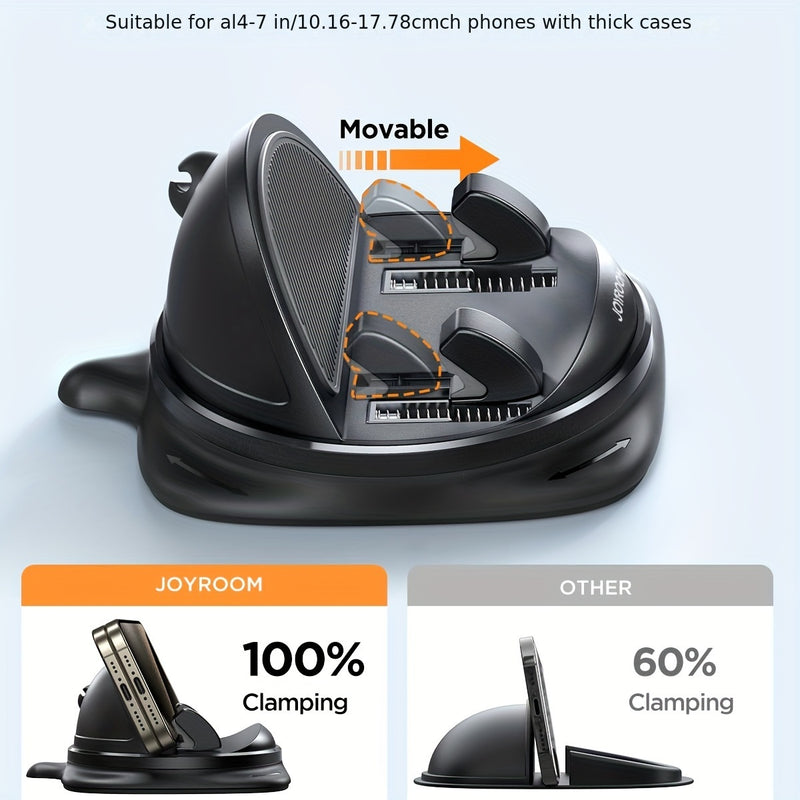 JOYROOM Soporte de teléfono para coche [Diseño de resorte ajustable] Soporte de teléfono para salpicadero 360° rotativo con silicona antideslizante compatible con Iphone, Samsung y otros teléfonos inteligentes.