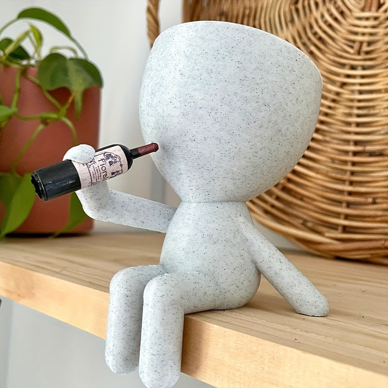Maceta de Resina Boho-Chic para Suculentas - Diseño de Botella de Vino Lindo para Decoración de Hogar y Bar, Regalo Perfecto para Amantes de las Plantas