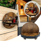 1pc Estante de Bar Clásico con Forma de Barril para Montar en la Pared - Almacenamiento Rústico de Madera Reciclada Multicompartimento para Botellas de Vino y Cristalería, Organizador de Bar Ahorrador de Espacio, Decoración de Estilo Granja para Sala de