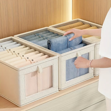 4 piezas, bolsas de almacenamiento de ropa de tela Oxford impermeable, con ventana pequeña, diseño moderno con tapa abatible, versátiles, para edredones, almacenamiento abierto, organización del hogar, debajo de la cama, sistema de armario, cajas, almace