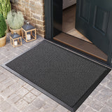 Alfombra durable de poliéster, rectangular, negra, antideslizante para la entrada del hogar, fácil de limpiar, fabricada a máquina