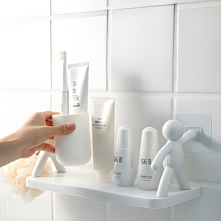 2/3/4/6 piezas, linda estantería de almacenamiento para pared para hombres pequeños de color blanco/gris - sin taladrar, instalación fácil, fuerte y duradera, muy adecuada para la organización del baño y la cocina, almacenamiento de cosméticos, decoració