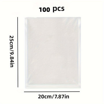 Set de 100 Unidades, Bolsas de vacío de grado alimenticio para máquinas de sellado, ideales para conservar alimentos como cerdo estofado, empanadillas, carne curada y pastel de gelatina de piel de burro. Bolsas comprimidas para el hogar, útiles en la coc