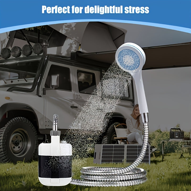 Chorro Portátil para Camping, Viajes en RV y Excursiones Familiares - Ducha Manual con Sistema de Filtración de Agua, Flujo de 4-5 Litros por Minuto