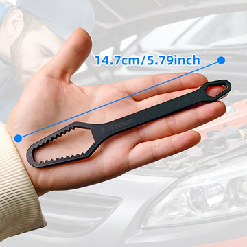 1pc Llave Torx Negra Multiusos de 5mm de Grosor, Llave Doble Ajustable de Autoajuste, Tamaño de Boca de Llave 3-17mm, Herramienta Manual Portátil para Automoción y Uso Doméstico