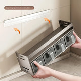 Organizador de especias de acero inoxidable con estantes y frascos colgantes - Conjunto de almacenamiento de cocina multifuncional, diseño que ahorra espacio para especias, hierbas y condimentos, organizadores y almacenamiento de cocina.