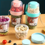 Taza de ensalada multiusos de 2 vías con tenedor y tapa - Recipiente portátil para frutas y yogur - Ideal para la escuela y la oficina para una alimentación saludable