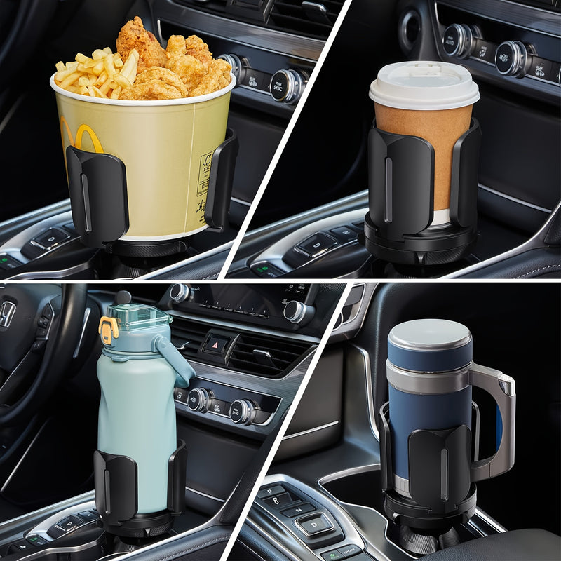 MHO+ALL Soporte de taza expandible para botellas de agua grandes y tazas de café - Base ajustable con brazos extensibles, adaptador de taza universal (negro), ideal para uso en coche, soporte de taza para coche | Soporte de taza ajustable | Soporte de pl