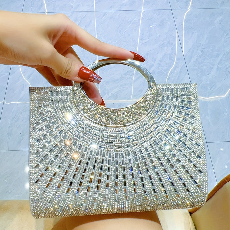 Clutch Brillante con Pedrería para Noches de Fiesta, Bolso de Hombro para Banquetes y Eventos de Fin de Semana, Bolsa de Cena para Mujer que Guarda Maquillaje Diario, Ideal como Regalo