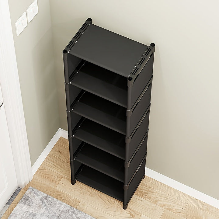 Estante para zapatos metálico ajustable de 4/6/8 niveles, sin necesidad de herramientas, portátil, ideal para dormitorios y hogar, solución de almacenamiento multinivel para tenis y calzado, diseño sencillo en blanco/negro, organizador de zapatos durader