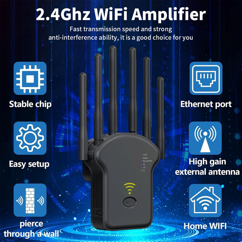 Amplificador de rango Wi-Fi OEKE, 300Mbps de banda dual 2.4G, repetidor de señal inalámbrico, con potente amplificador de señal WiFi, enchufe de EE. UU., fuente de alimentación de 110V-130V para cobertura y conectividad en el hogar.
